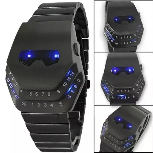 Personalized Men's Watch Men Led Watches Unique Dial Black Stainless Steel Multifunctional Electronics Wristwatches Reloj Hombre