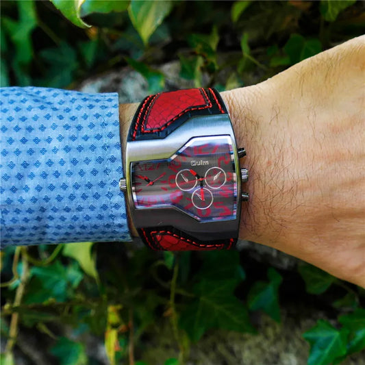 Oulm HP1220 Quartz Watch Male Outdoor Sport Wristwatches Two Time Zone Mens Designer Watches Top Luxury Brand Men Watch