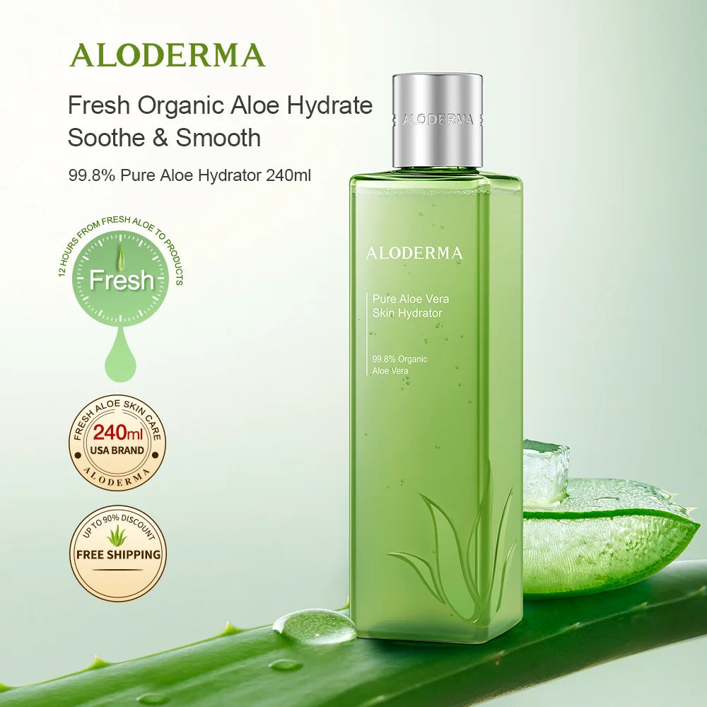 ALODERMA 99.8% Pure Aloe Vera Skin Firming Hydrator 240ml+30ml Organic Aloe Vera Soothing Repairing Moisturizing Toner Skincare