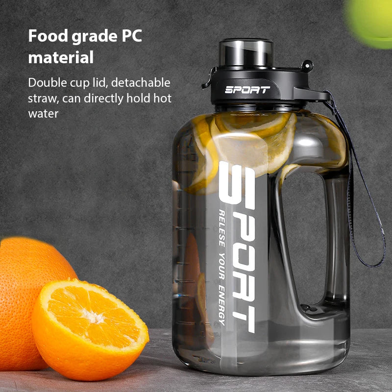 1.2L/1.7L/2.5L Sports Water Bottle Travel Kettle Large Fitness Gym Portable Capacity with Straw Leakage-Proof Cup Drinkware