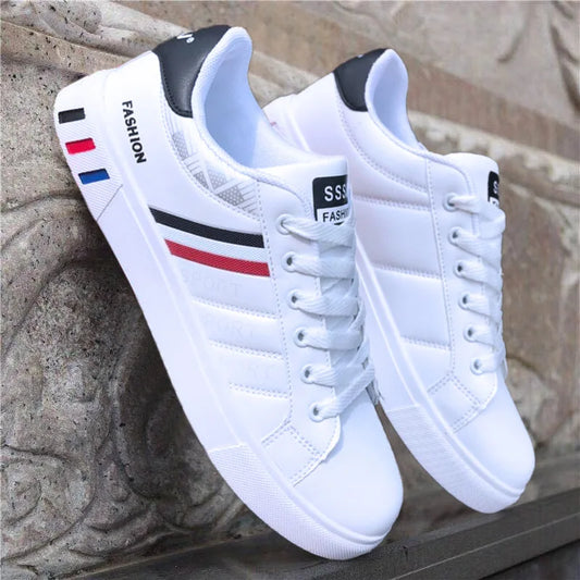 Luxury Men's Sneakers White Vulcanized Sneakers 2024 New Flat Comfortable Shoes for Men Fashion PU Leather Men's Casual Shoes