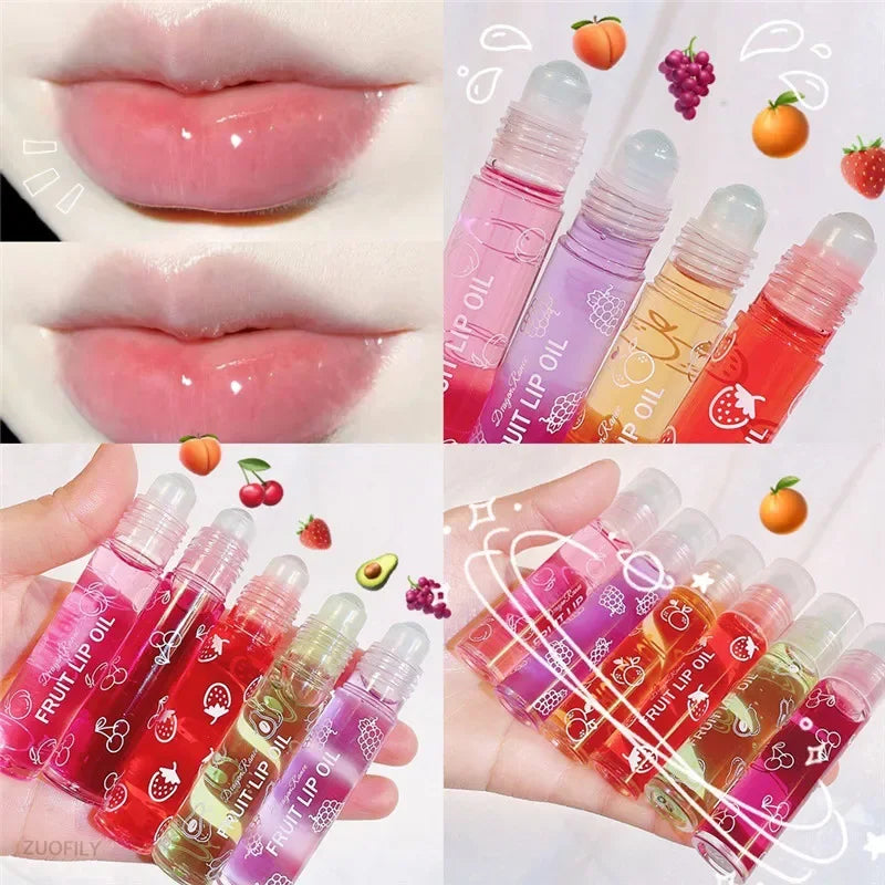 Fruit Lip Gloss Transparent Lip Oil Moisturizing Reducing Lip Lines Nourishes Lips Waterproof Long-lasting Liquid Lips Cosmetics