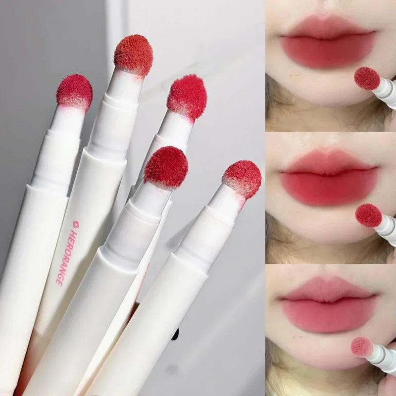 Fluffy Velvet Soft Lip Glaze Liquid Lipstick Cream Nude Matte Rose Red Pigment Waterproof Long Lasting Dye Cheek Lip Tint Paste