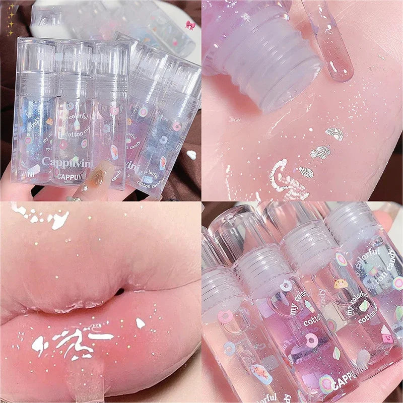 Mirror Moisturizing Lip Oil Lasting Clear Glitter Transparent Jelly Lip Gloss Plumping Liquid Lipstick Lips Care Makeup Cosmetic