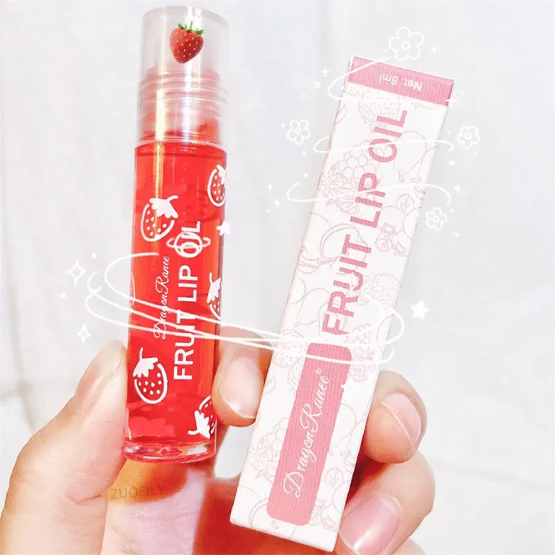 Fruit Lip Gloss Transparent Lip Oil Moisturizing Reducing Lip Lines Nourishes Lips Waterproof Long-lasting Liquid Lips Cosmetics