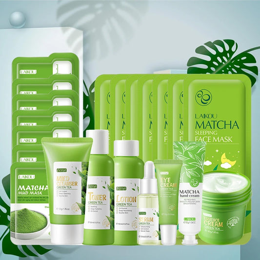 Green Tea Skin Care Kit Korean Cosmetic Moisturizing Acne Exfoliate Beauty Face Care Set For Women Sakura Products kit