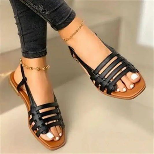 New Flat Round Toe Casual Sandals In The Summer of 2024 Women's Large Size 40-43 Sandals Sandals Women Sandálias Femininas