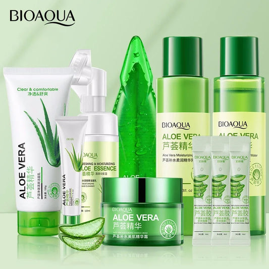 BIOAQUA Moisturizing and Hydration Essence Water Emulsion Cleaning Facial Cleanser Aloe Vera Skincare Series